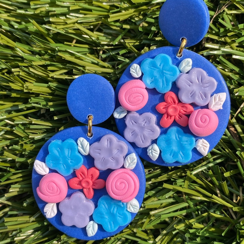 Floral polymer clay earrings